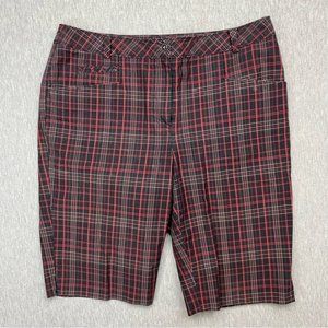 Cutter &Buck Red Black Plaid Annika Bermuda Golf Shorts